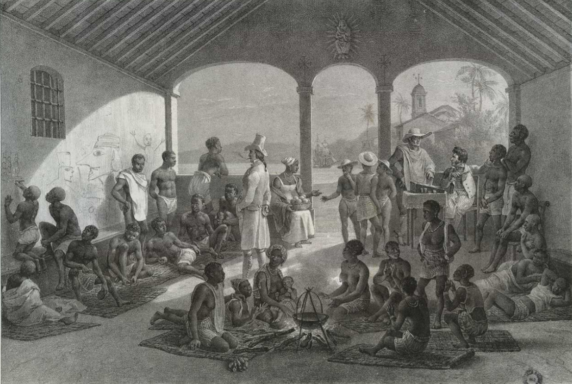 Pintura de Johann Moritz Rugendas retrata concentração de escravizados em mercado no Rio de Janeiro